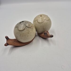 Handcrafted Ceramic Snail Salt and Pepper Shakers Marked Japan.
